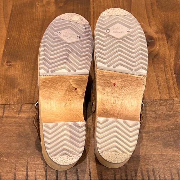 MIA Alma Swedish Wooden Sole Leather Suede Clogs Brown Size 37 (US 7) - Picture 5 of 7